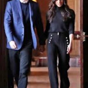 Worn by Meghan Markle VERONICA BEARD Navy Wide-Leg Pants size 4